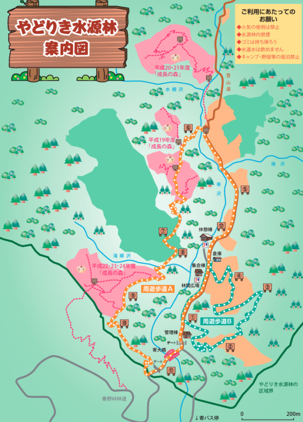 やどりぎ水源林案内図