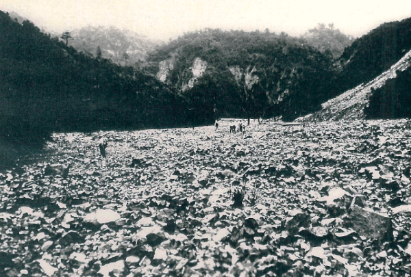写真3 玄倉川上流箒杉沢の河床に堆積する山腹崩壊土石 神奈川県所蔵