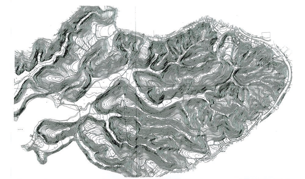 浦の川流域とその周辺の地形図
