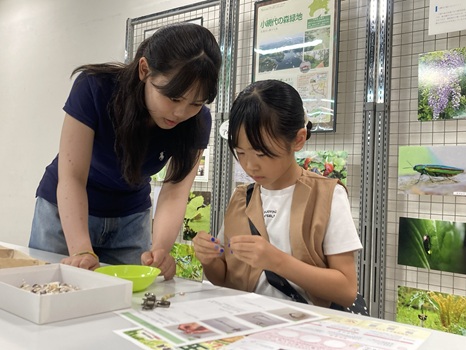 高村さんと参加者 竹玉と貝殻のバランスを考えながら・・・